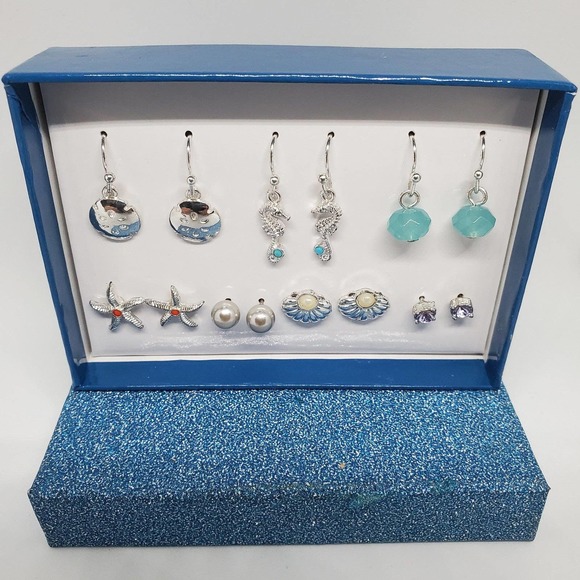 Avon Jewelry - Ocean Themed Earrings - 7 Pairs Sea Themed in a Box